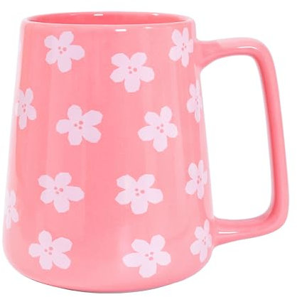 Ceraozmus Tazza da caffè in ceramica da 700 ml con grande manico, tazza da caffè grande smaltata in forno fatta a mano, tazza da tè, tazza originale (Rosa)