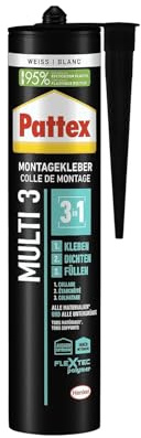 Montagekleber Weiß Multi 3-3in1 Baukleber - Kleben, Dichten, Füllen - Starker Kraftkleber für fast alle Materialien* - wetterbeständiger Baukleber für innen und außen (1 x 390g)