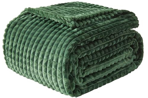 EMME Kuscheldecke Flauschige - 3D-Touch-Erlebnis 150x200cm Fleecedecke, Weiche Warme Wolldecke Überwurfdecke, Couchdecke, Decke für Sofa, Tagesdecke, Wohndecke, Dunkelgrün