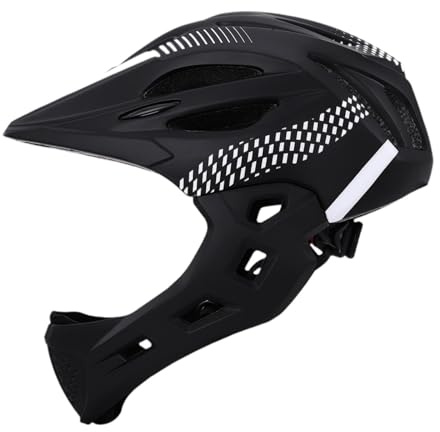 Hellery Casque Intégral, Accessoires Vélo, Garçons et Filles, Casque Vélo pour Sports de Plein Air, Déplacements Domicile-Travail, VTT, Vélo de Route, Noir Blanc