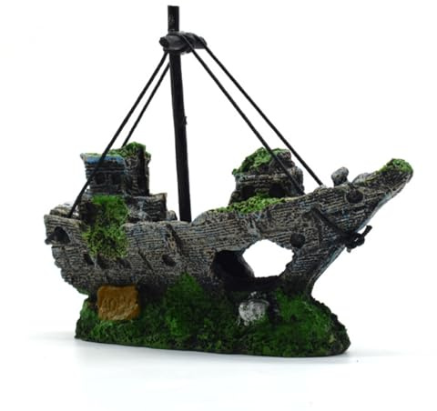 Decoración de acuario con forma de barco pirata, accesorio para acuario, refugio de castillo para peces, reptiles y bettas.