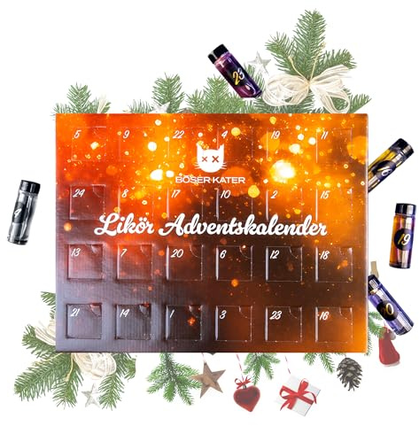BÖSER KATER Likör Adventskalender | Die perfekte Geschenkidee | Weihnachtskalender für Katzen- und Likör-Liebhaber | Limitierte Auflage | 24 spannende Türchen mit außergewöhnlichen & exklusiven Sorten