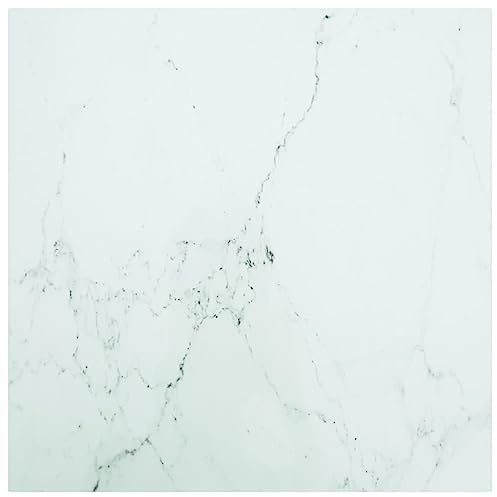SKTQYQO Tischplatte aus gehärtetem Glas, 6 mm, Design weißer Marmor, 70 x 70 cm, für Esszimmer- und Wohnzimmertische – robust und pflegeleicht mit feuchtem Tuch – moderne Einrichtung