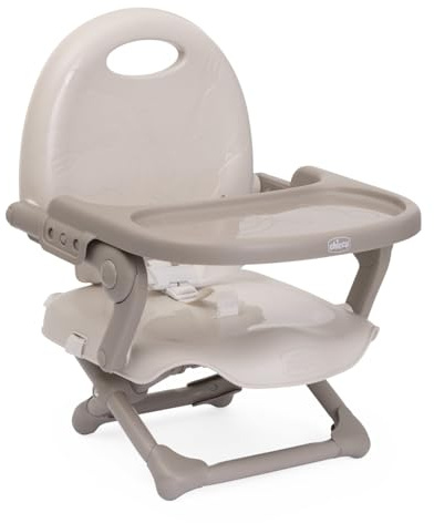 Chicco Pocket Snack Rialzo Sedia per Bambini 6 Mesi-3 Anni (15 kg), Seggiolino Pappa Alzasedia da Tavolo Portatile Seggiolone Da Viaggio Chiusura Compatta, Vassoio Rimovibile, Beige
