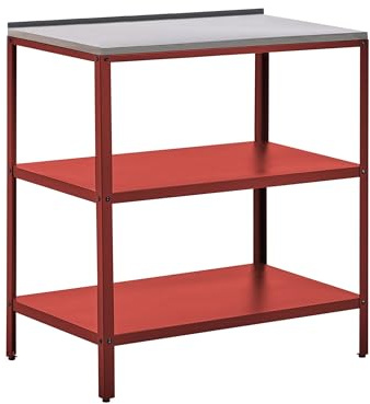 Köksö Stål Utomhus Trädgård Utekök 80 x 50 x 92 cm Hyllor Rostfri Stålskiva Röd Vilama