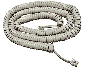 The VoIP Lounge 25 Foot Off White Long Phone Handset Curly Cord