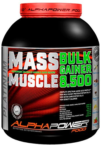 ALPHAPOWER FOOD Maas - Whey, Mega Muscle Weight Gainer I 5 kg Choklad I Muskelmassa & Muskeluppbyggnad – Protein, Polhydrat – pulver – skaka för hardgainer I Kreatin, Bcaa, MCT-olja