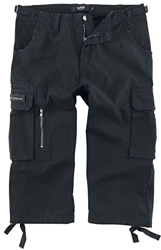 Black Premium by EMP Homme Pantalon Cargo Noir Trois-Quarts 6XL