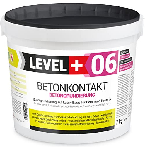 LEVEL PLUS 06 Contacto de hormigón, 7 kg, puente adhesivo, imprimación de yeso para hormigón, OSB, cerámica, pintura para hormigón