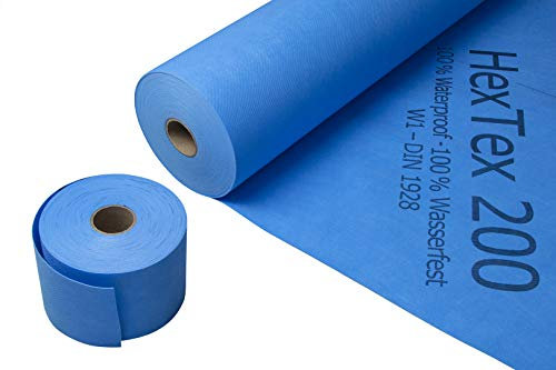 HexTex 200 - membrane d'étanchéité 20m², natte d'étanchéité en PP/PU/PP membrane d'étanchéité pour baignoire, douche, balcon ou terrasse - certifiée aux normes CE et EN
