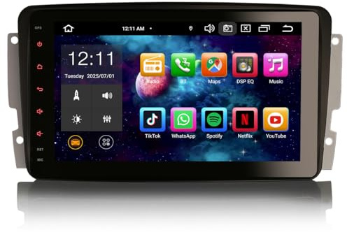 ERISIN 8 Pulgadas Android 14 Radio Coche Bluetooth Pantalla GPS Navegador para Mercedes Benz C/CLK/Clase G W203 W209 W463 Viano y Vito Soporte Carplay Android Auto DSP WiFi Dab+
