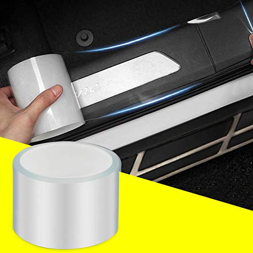 QBUC Car Door Sill Trim Strips,Scratch Cover Protector Paint Threshold Nano Glue,Front Rear Door Entry Sill Guard Scuff Plate for Most Cars,Transparent(7cm*5m)