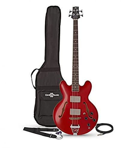 Semi-Akustik-Bassgitarre San Francisco von Gear4music Rotwein