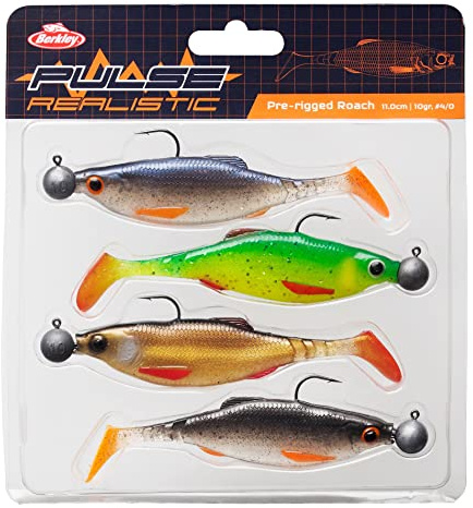 Berkley Pulse Realistic Roach Prerigged Softbait Shad mit Jigkopf – Ultra realistische Form und Action zum Raubfischangeln – Hecht, Zander, Barsch