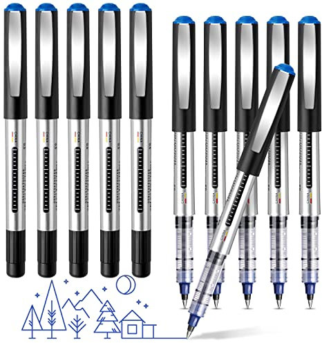 Kugelschreiber, 10 Stück Stifte, Schreibt Reibungslos Gelschreiber, Schnell Trocknend Gel Pen, Gel Kugelschreiber, Gelstifte Blau, Tintenroller Stifte für Schulsachen, Schreiben, Geschäft - 0.5mm