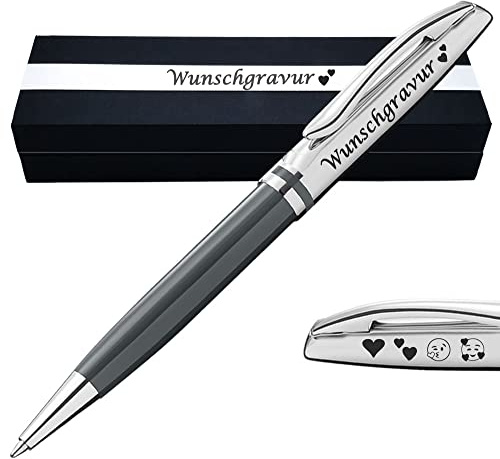Pelikan Jazz Kugelschreiber mit Gravur als Geschenk | Emojis möglich | Warmgrau Classic | Kugelschreiber personalisiert