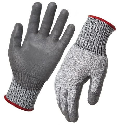 2 Paar Schnittfeste Handschuhe, Stufe 5, bequemer 3D-Fit, fester Griff, Smart Touch, dünn und leicht, maschinenwaschbar (2 Paar XL)