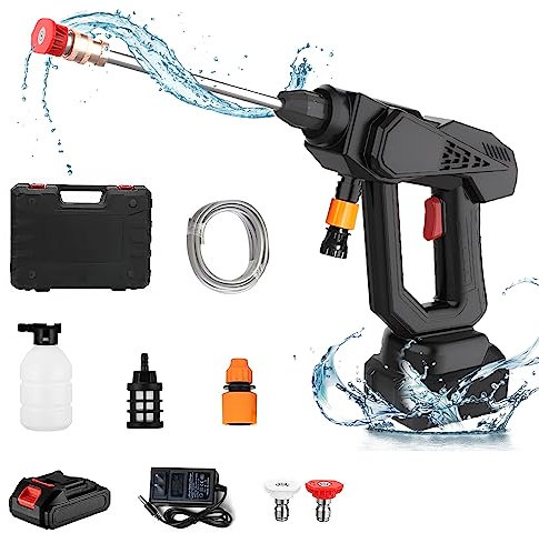 Hidrolimpiadora Portátil a Batería con Baterías de 48V y Pistola de Presión con 2 Boquillas, Hidrolimpiadora para Limpieza de Moto de Coche Riego de Césped en Terraza de Jardín