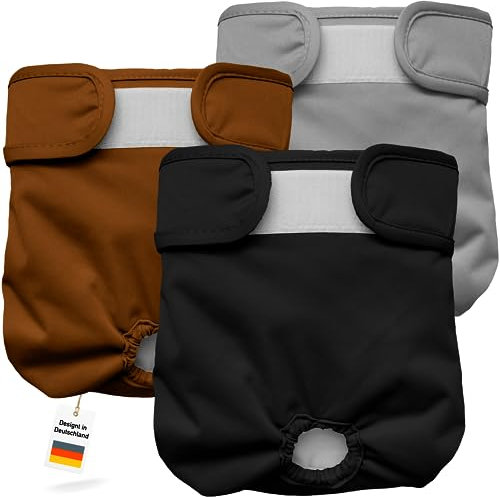 Alpenstern® Wiederverwendbare Hundewindeln für Hündinnen (3 Stück) Waschbare Läufigkeitshose für Hündinnen bei Inkontinenz & Läufigkeit - Hundehöschen Hunde Windel - Hygienisch & Saugstarker Stoff