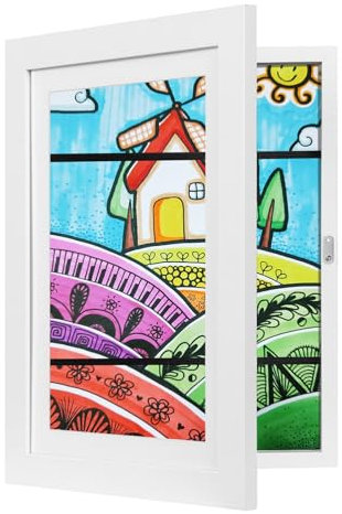 EUGAD Cornice per Foto A4, Portafoto Profondo Apribile con Chiusura Magnetica, Cornice 3D da Parete con Ganci per Galleria, Camera da Letto, Frontale in Plexi, Telaio in MDF, Bianco