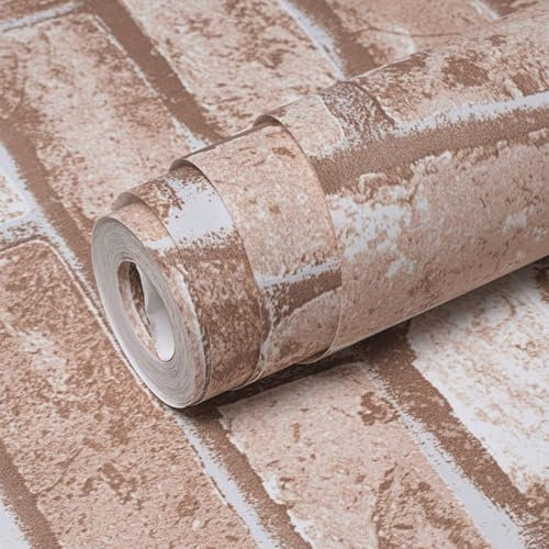 Camiraft Rustic Red Brick Wallpaper 3D Brick and Stone Pattern Effect Wallpaper Non-Woven Fabric Pattern Anti-Fouling Texture Wallpape Vintage Slate 9.5m* 0.53m