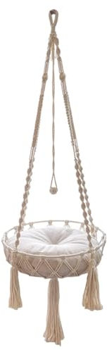 jackfru Katzen-Hängematte, Makramee-Katzenbett, Hängematte für Katze, Katzenschaukel, handgestrickt, hängende Katzennester, Haustierschaukel (35cm)