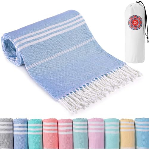 Strandtuch Strandhandtuch Hamamtuch Strandtücher Beach Towel xxl Groß Strand Zubehör Strandlaken Damen Herren Hammam Tuch Strandhandtücher Strandzubehör Strandbadetuch Blau Geschenke für Frauen Männer