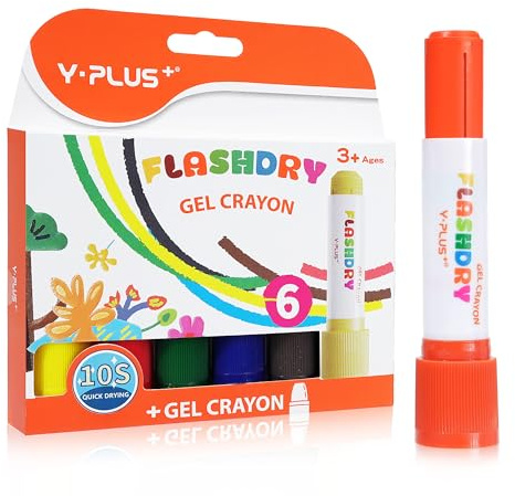 YPLUS Paint Sticks for Kids, Flashdry Tempera Paint Stick for Toddler, Non-toxic Washable Coloring Art Supplies for Ages 2-4 3-5, 6 Colors