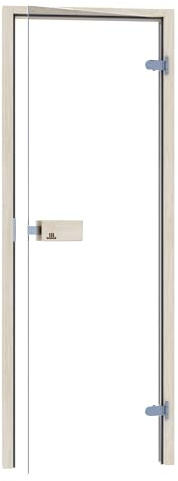Saunainter Porta sauna CLASSIC 70x190 con chiusura magnetica, Vetro temperato di sicurezza ESG da 8 mm di alta qualità, Telaio in legno massello, Regolabile a sinistra/destra secondo DIN (Ontano
