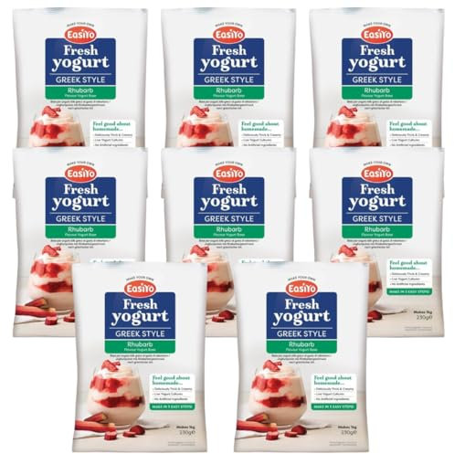 EasiYo Yogurt Greek Style Rhubarb 8 Pack Yoghurt