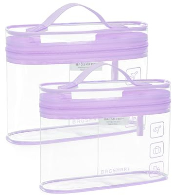 BAGSMART 2pcs Clear Toiletry Bag TSA Travel Essential for Makeup Liquids