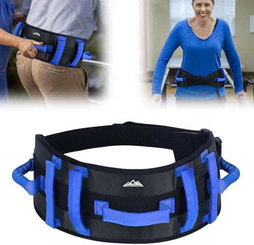 supregear Ceinture de Marche - Aide au Transfert Antidérapante avec 7 Poignées et Boucle à Dégagement Rapide, Parfaite pour les Soins aux Personnes Âgées, Noir