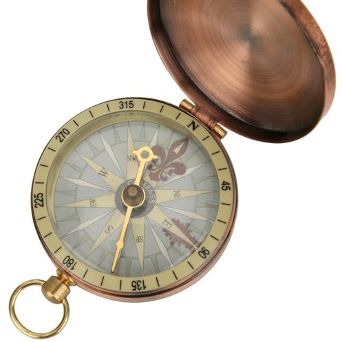 Haosie Boussole Randonnée, 50 x 16 mm, Cuivre, Capuchon à Ouverture Automatique, Militaire, Vintage, Portable, Nautisme