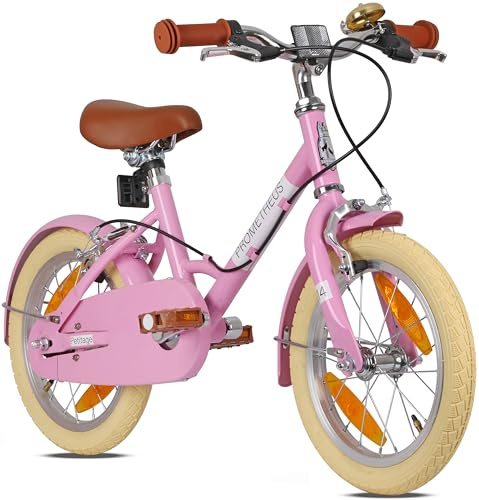 PROMETHEUS BICYCLES Retro barncykel från 4 år – flickcykel 35 cm barn cykel flickor cykel barn PETITAGE i rosa