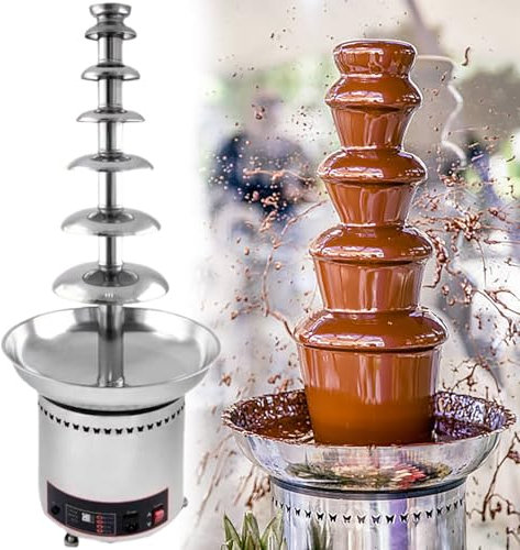 Chokladfontänmaskin, elektrisk maskin Chokladfontän i rostfritt stål Chokladfonduefontän för fester Chokladost BBQ-sås Likörer,7tiers