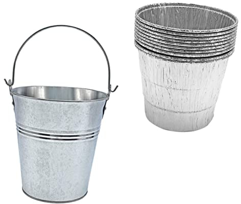 ibasenice Secchio Grasso per Barbecue con 10 Rivestimenti in Alluminio USA e Getta per Raccolta Olio, Maniglia Portatile, Grande capacità per Barbecue All'aperto e Pulizia Semplificata