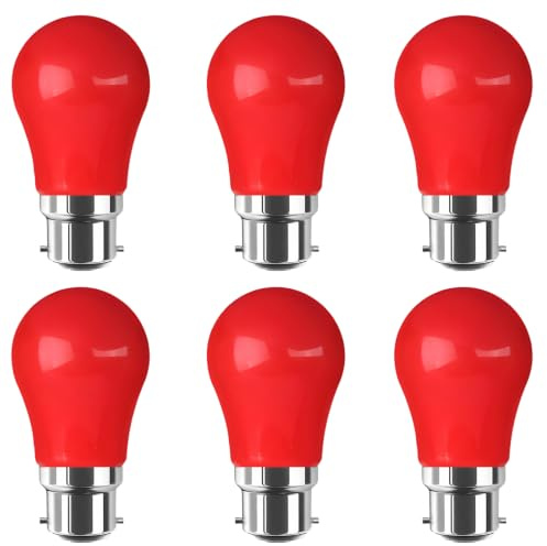 WULUN B22 Farbige Glühbirnen LED, A50 Leuchtmittel LED, 3W Äquivalent 30W Halogenlampen, AC 220V, für Hochzeit, Weihnachten, Bar, Außen und Innen Party Deko, Rot, 6 Stück