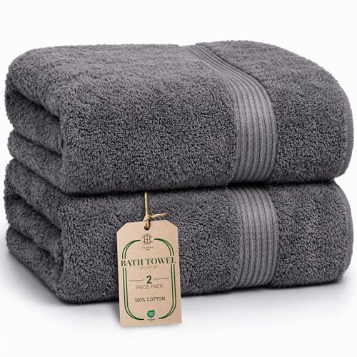 HomeBurg Luxe set med 2 badhanddukar – stora, mjuka och absorberande, hållbara, skonsamma mot huden, maskintvättbara, 65×137 cm, Grå
