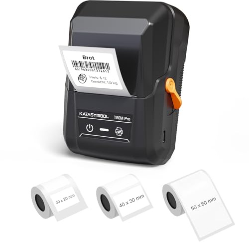 SUPVAN T50M Pro Bluetooth Etikettskrivare med 3 Rullar Vita Etiketter | 660+ Ikoner, 50+ Ramar, 30+ Typsnitt, för Android & iOS, Uppladdningsbar, Stöd för 20–50mm Etiketter, för Skola, Kontor & Hem
