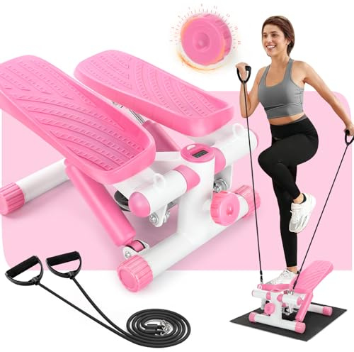 LALAHO Mini Stepper Stair Stepper, Steppers for Exercise with 330LB Weight Capacity, Workout Equipment for Total Body Workout with Multiple Stability Design and Widened Foot Plate(Pink)