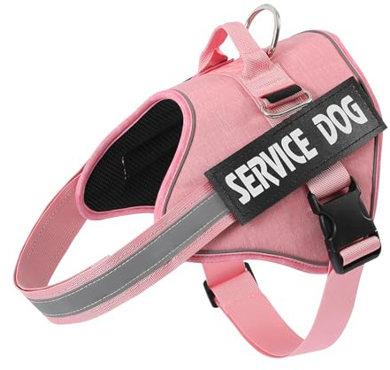 Belababy Service Dog Harness Small Medium Large, Adjustable Emotional Support Dog in Training Harness with Sturdy Handle, Reflective Therapy Puppy Vest, XS, Light Pink