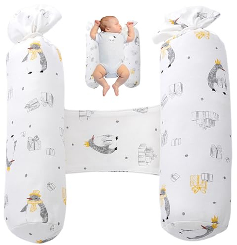 Almohada para dormir de lado para bebé, almohada antivuelco para bebé, 1 par de posicionadores de sueño antivuelco en forma de algodón suave ajustable, abrazo para bebés lavable y extraíble