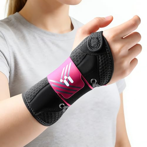 Fitomo Muñequera con Férula y Diseño de Pulgar Abierto, Muñequera Túnel Carpiano para Tendinitis y Molestias Articulares, Férula de Muñeca Rígida Ajustable para Hombre y Mujer, Derecha, S/M