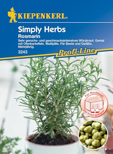 Kiepenkerl Profi-Line Rosmarinsamen, Simply Herbs, 3243 - Kräutersamen für ein sehr geruchs- und geschmacksintensives Würzkraut mit einem Inhalt für 10 Pflanzen - Saatgut