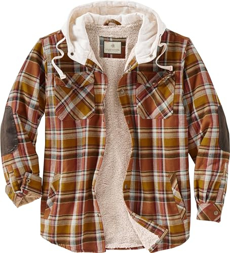Legendary Whitetails Camp Night Berber Chaqueta de Franela con Capucha y Forro para Hombre, Small