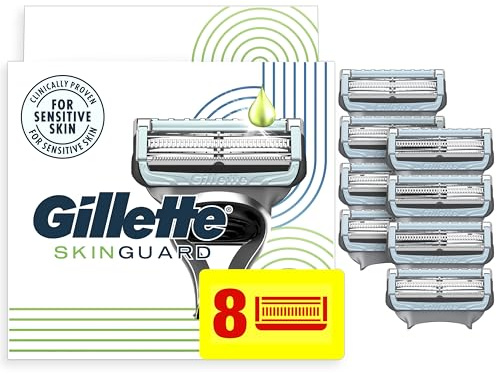 Gillette SkinGuard Razor Blade Refills for Men, 2 Blade Cartridge, SkinGuard for Sensitive Skin, Lubrication, Fits SkinGuard Razor Handles, 8 Count