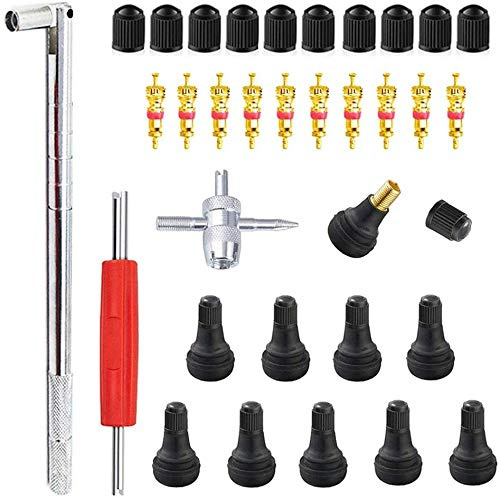 GTIWUNG 23Pcs Demonte Valve Pneu Outil Remover pour Voiture Remplacement, Valve Core 10pcs, 4-1 Outil de Réparation - Tire Repair Kit