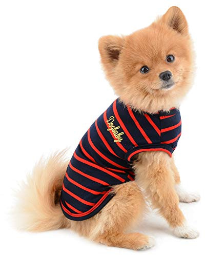 Paideful - Abbigliamento per cani di taglia piccola, gatti, maschio e femmina, estivo, classico a righe, maglietta per cuccioli, giacca, traspirante, maglietta in cotone a maniche corte, chihuahua