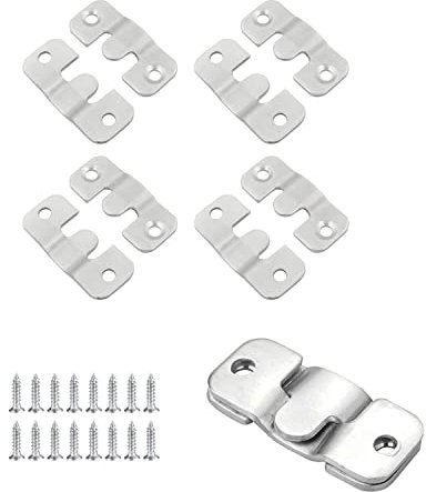 JZK 4 Pares soportes de montaje de pared ocultos al ras, soportes de pared cabecero, gancho para colgar marcos de fotos, fijaciones pared de espejo pesado, hebillas colgantes entrelazadas