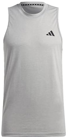 adidas Herren Train Essentials Feelready Training Sleeveless Tee, Medium Grey Heather/White/Black, L